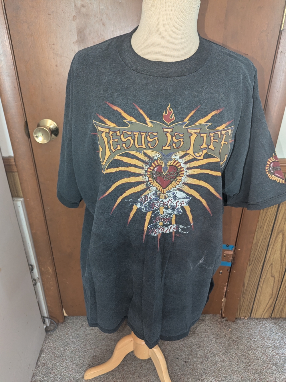 Jerzees Black Graphic 'Jesus Is Life' Short Sleeve Tee